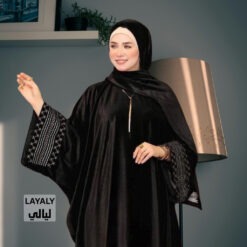 LAYALY Velvet Kaftan Abaya (Black) – عباية قفطان ليالي قطيفة (أسود)