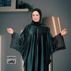 LAYALY Velvet Kaftan Abaya (Petrol) – عباية قفطان ليالي قطيفة (بترولي)