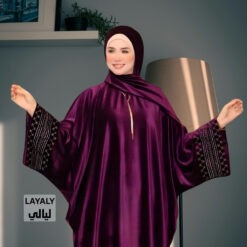 LAYALY Velvet Kaftan Abaya (Purple) – عباية قفطان ليالي قطيفة (بنفسجي)
