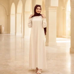 Basic Dress Long Sleeve - Beige