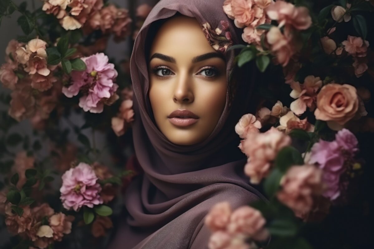 medium shot woman posing with flowers